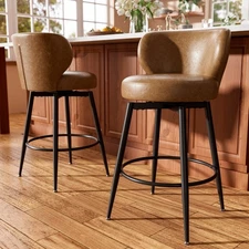 26” Swivel Bar Stools Set of 2/4 Counter Height PU Leather Chairs with Back