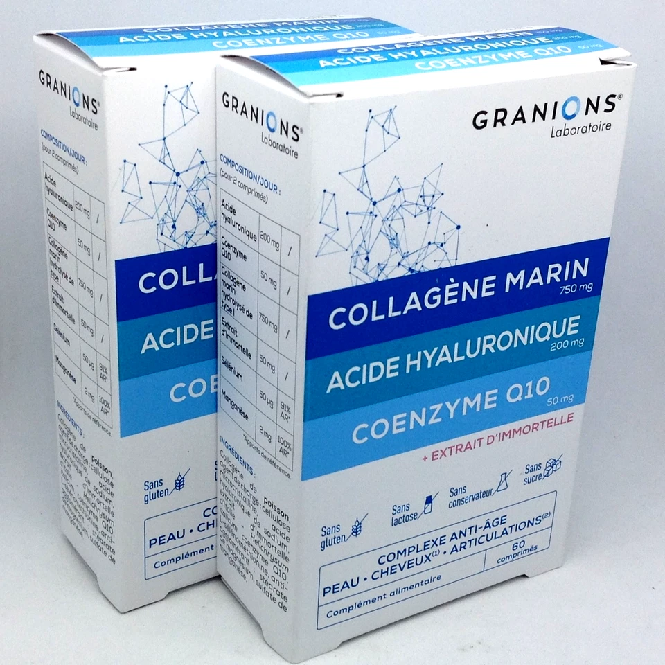 GRANIONS COLLAGENE MARIN ACIDE HYALURONIQUE 2 COMPRIMES 06/2027 ANTI AGE