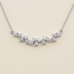 Authentic 2.50 Ct Round Moissanite 14K White Gold Plated Scattered Curved Pendant Necklace