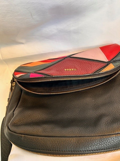 Fossil Leather Patchwork Colorblock Crossbody Bag… - image 9