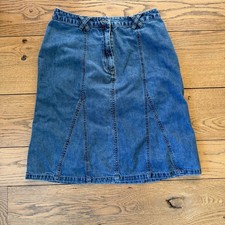 Y2K Vintage Denim Skirt Size 10 High Waist A-Line Midi 90s Cottage Boho