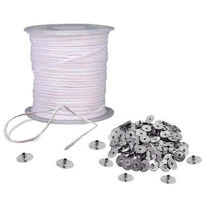 BEADNOVA Braided Candle Wick Spool with Base Set 200 ft Cotton White 