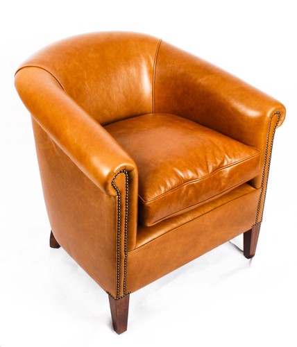 Bespoke English Handmade Amsterdam Leather Arm Chair bruciato - Picture 1 of 1