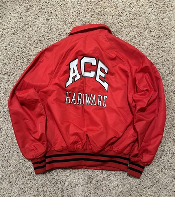 #ad VTG 80s MVP Nylon Jacket Red Ace Hardware Made in USA Mens Sz L Workwear Jacket $39.99