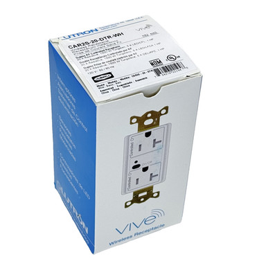 Lutron CAR2S-20-DTR-WH VIVE Wireless RF Receptacle - White - NEW