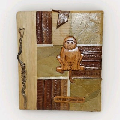 Handarbeit Fotoalbum Sammelalbum Bananenblatt & Holz Affe Republica Dominica