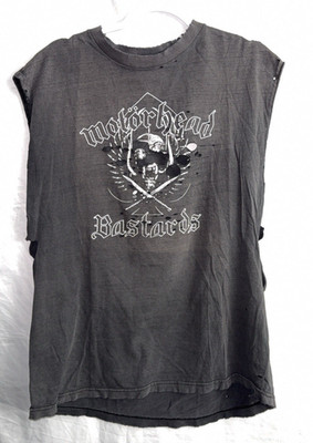 Motorhead England Vintage BASTARDS SLEEVELESS SHIRT THRASHED LARGE PRE OWNED