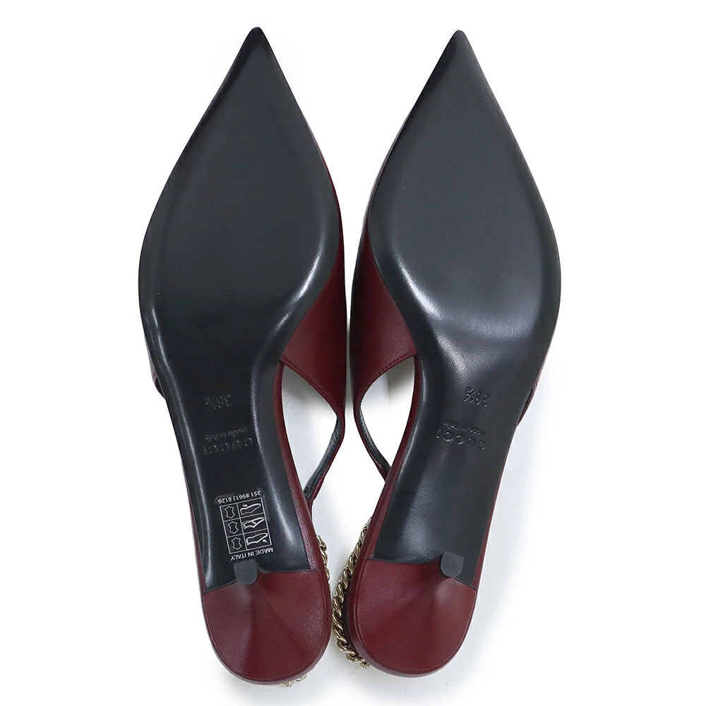 GUCCI Signoria Slingback Chain Logo Pumps Mule Sandals Shoes Shoes #38.5 25.5cm thumbnail 6
