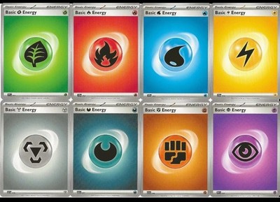 🔵 Pokemon TCG 40 Basic Energy Cards Bundle (2025) (5 of each] S & V Era ...