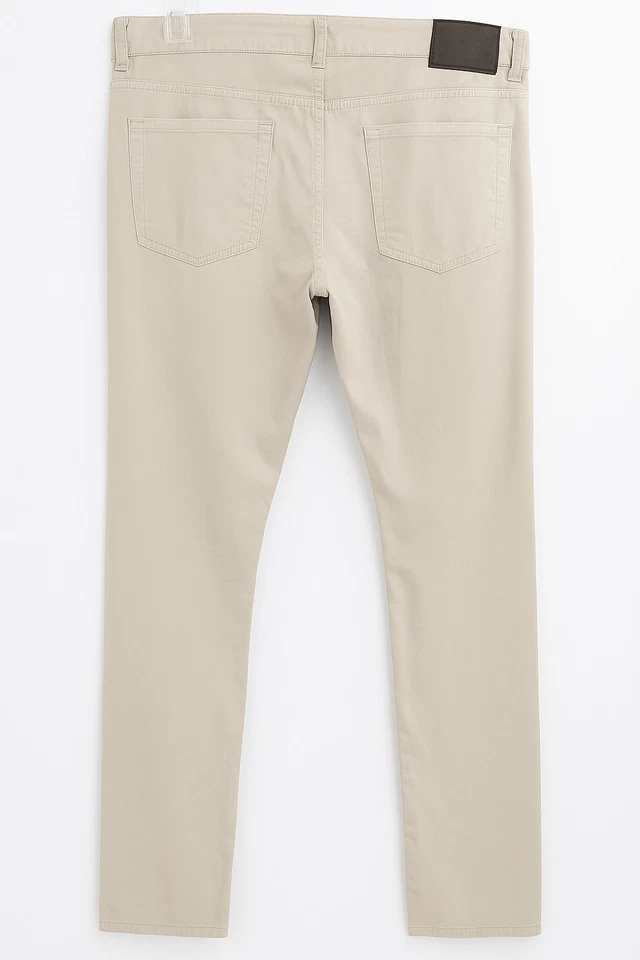 Calça Canali Exclusiva Ajuste Regular 52 36 Bege Algodão Seda Elástica Feita na Itália - Imagem 2 de 4