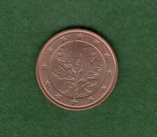 German 2002 F 5 Euro Cent German Coins 5 Euro Cent Oak Leaf Good Grade (euro3a)