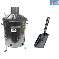 Image of British Galvanised Steel Garden Incinerator with Shovel & Poker