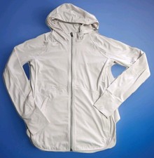 Athleta Full Zip Hoodie Jacket Womens Small Ivory White Lightweight Athletic