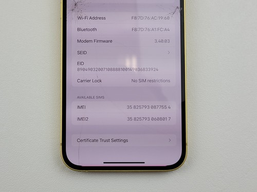 Apple iPhone 14 Plus (A2632) 128 GB - Amarillo (Desbloqueado) - *DAÑADO* - IMEI limpio - Imagen 4 de 11