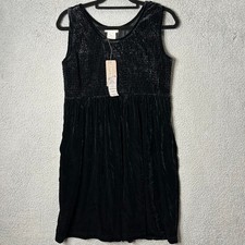 Jones New York Dress Womens S Black Velvet Crew Neck Sleeveless Dress NEW