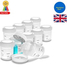 Clear Specimen Liquid Containers 60ml - 10 Pack with Secure Lids & Clear Labels