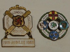 Vintage 1960s London Scottish Bowling Assn & Irish Indoor Bowling Enameled Pins