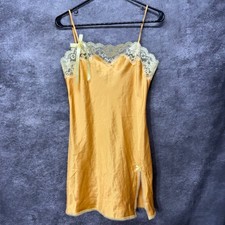 Victoria's Secret Angels Slip Dress Size S Orange Lace Trim Satin Coquette Y2K