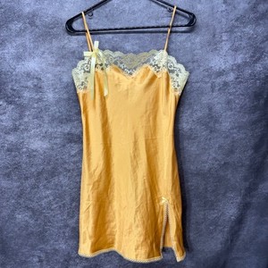 Victoria's Secret Angels Slip Dress Size S Orange Lace Trim Satin Coquette Y2K