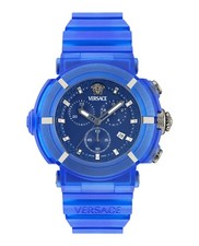 Versace Mens Blue 45mm Strap Fashion Watch