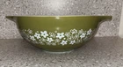 Vintage Green Pyrex Spring Blossom 444 Crazy Daisy Cinderella Mixing Bowl 4 Qt
