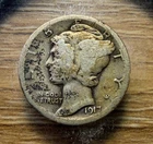 1917-D Mercury Dime - Actual Silver Coin Shown - Free Shipping & Tracking INV211