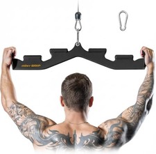 LAT Pulldown Bar with 6 Handles, Neutral Wide Grip Cable Attachment