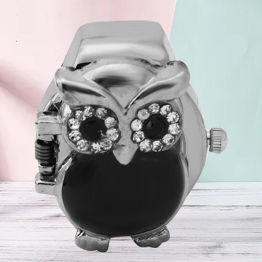 Finger Ring Watch Flip Up Cover Vintage Owl Pattern Unixes Finger Quartz Wat HEN