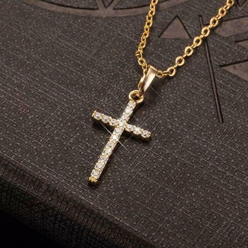 Collar Cadena Crucifijo Cruz Joyería Colgante Oro Plata Negro Reino Unido - Imagen 11 de 18