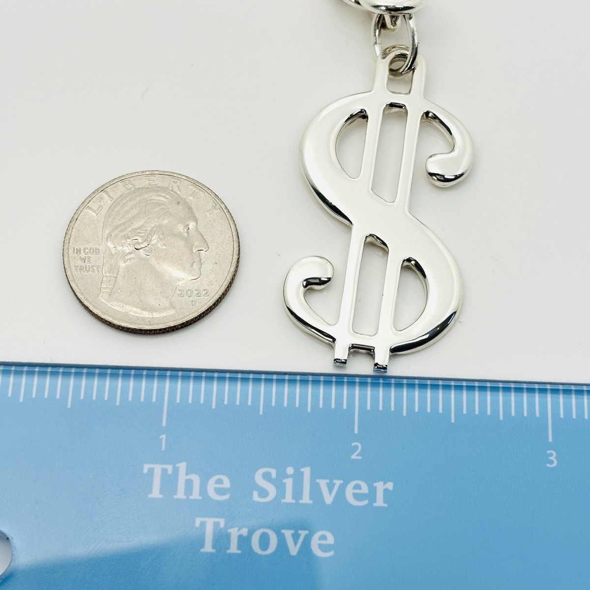 RARE Tiffany & Co Dollar Sign Money Pendant Chain Necklace in