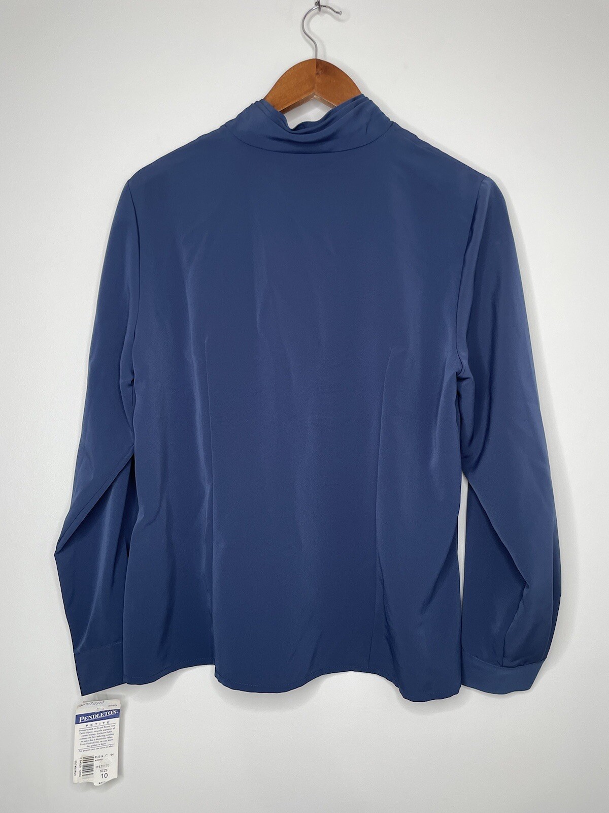 Vintage Pendleton Dark Blue Button Up Blouse High… - image 9