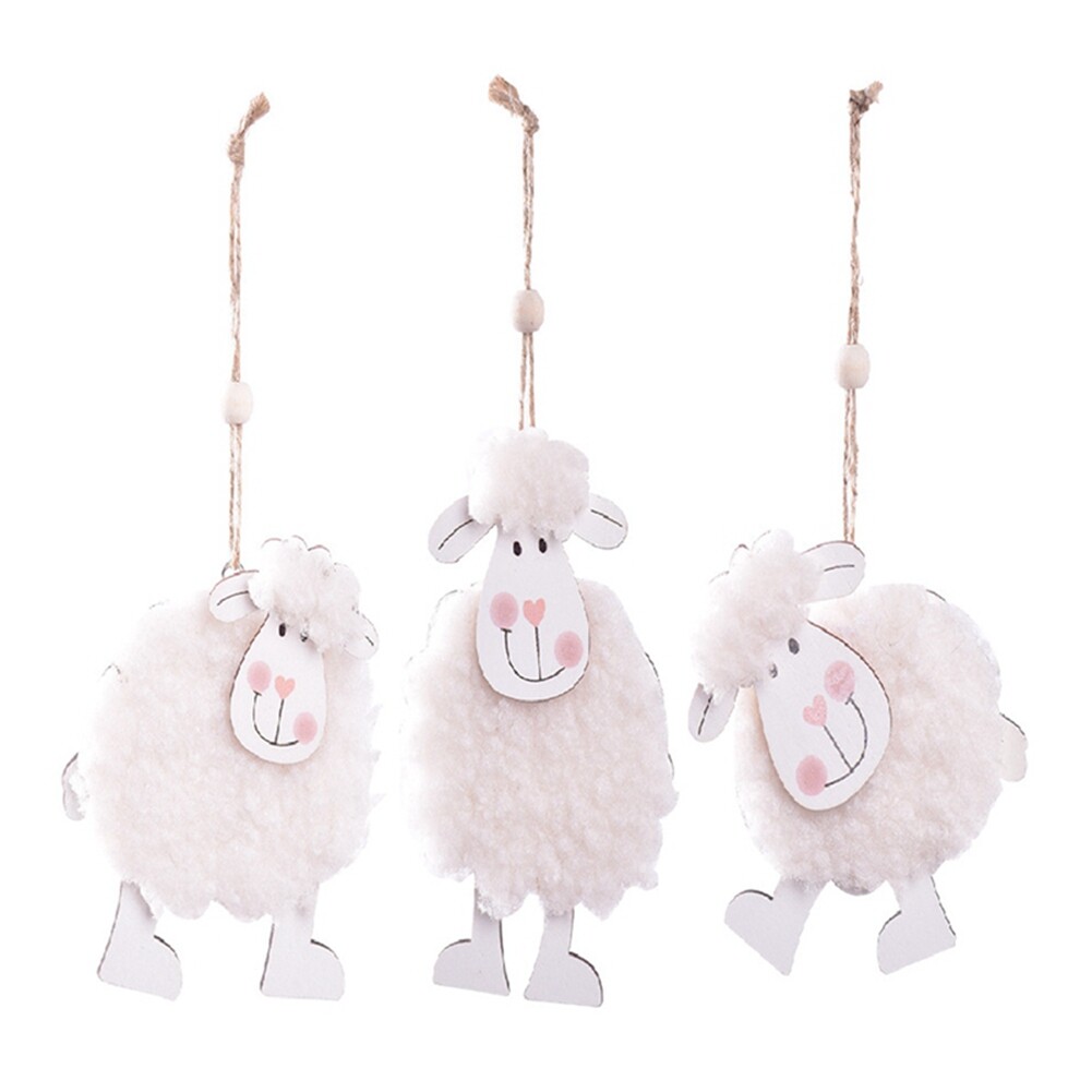 Wooden Pendant Cute Little-Sheep Hanging Ornament for Home Festival Party8412