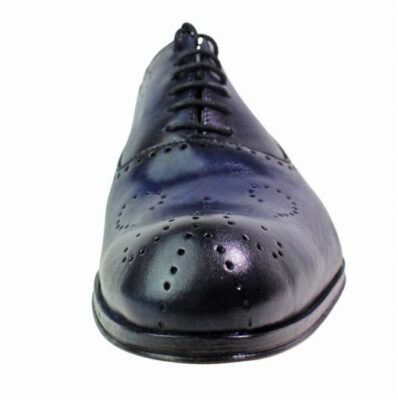 Alberto Oxford Blue Italian Leather Shoes Ivan Troy Alberto Blue Italian Oxford Leather Shoes For  main image 3