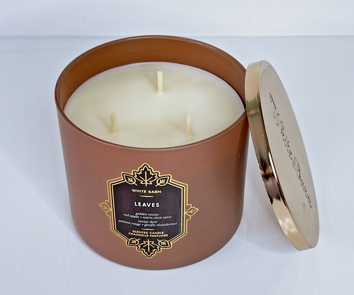 Bath Body Works White Barn LEAVES 3-Wick Scented Candle oz