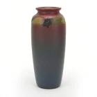 Rookwood Pottery CST 8 7/8" floral carved matte red blue arts & crafts