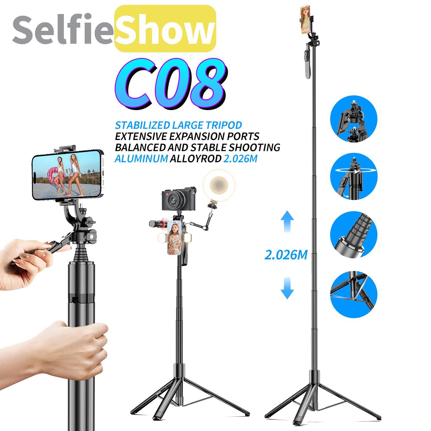 Selfieshow C08 2.02m Balanced Stable Shooting Expansion Tripod Selfie Stick Cell