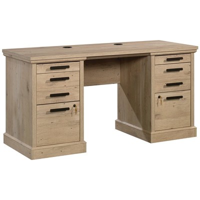 Sauder Mason Peak 60'' Engineered Wood Knee Space Credenza Desk in Prime Oak