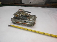 Vintage Tin Litho Friction Hisimo US Army Tank M-105 Toy 2 Guns Japan HTC WORKS