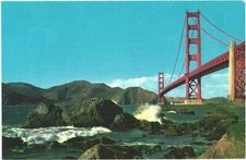 San Francisco California Golden Gate Bridge Suspension Bridge Vintage Postcard
