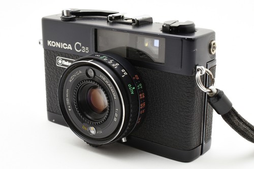 [Near MINT Konica C35 Flash Matic 35mm Rangefinder Film Camera Black JAPAN - Picture 2 of 24