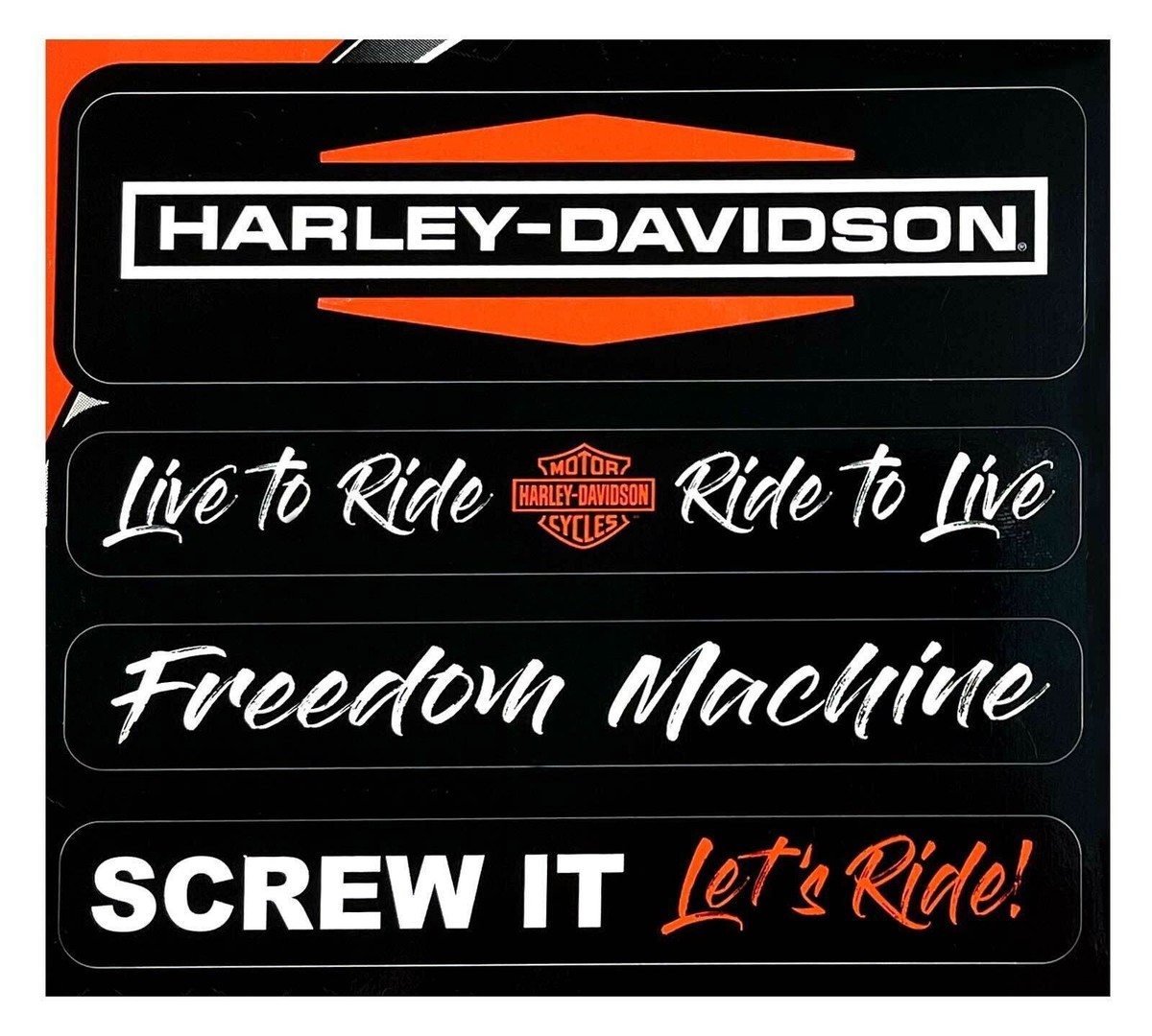 Harley-Davidsonクリップ&ステッカーまとめてお得セット Harley-Davidson 4-Piece Famous H-D Sayings Decals - 4 Pack - 6 x 8