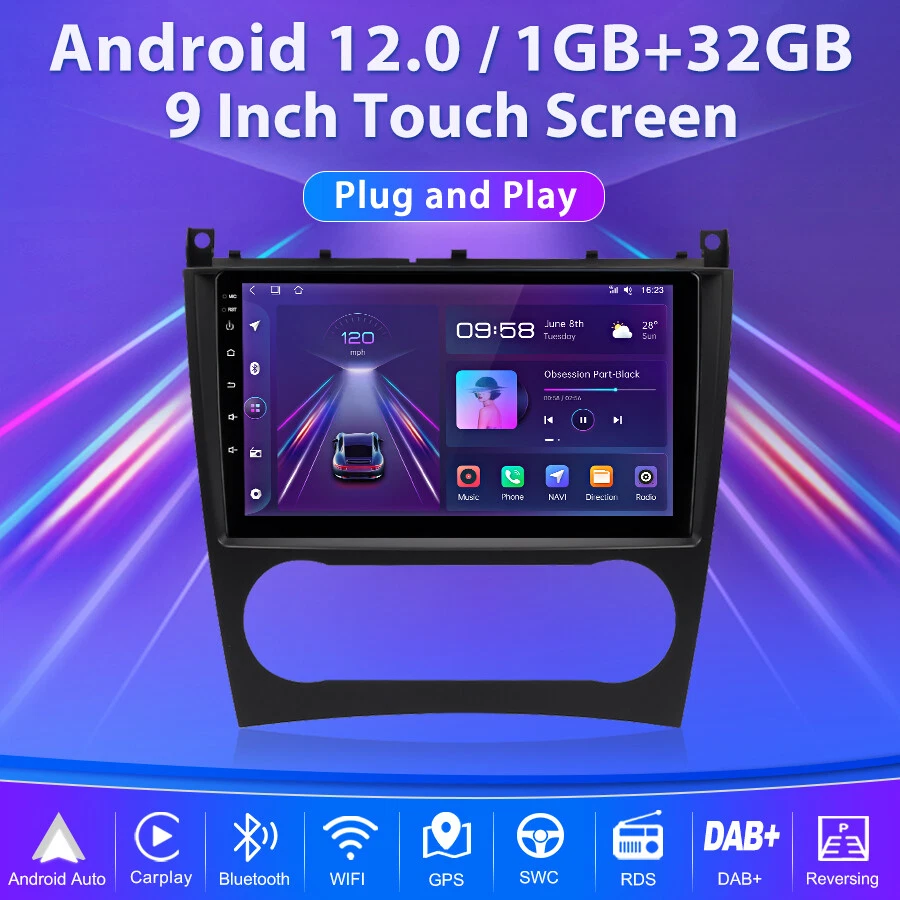 1+32G Android13 Car Radio GPS Navi DAB WIFI For Mercedes Benz CLK W209 C230 W203 Foto 3 de 4