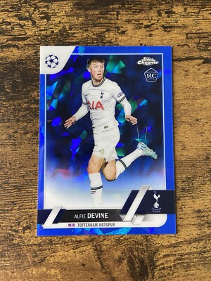 Alfie Devine 2022-23 Rookie Topps Chrome Sapphire #129 Tottenham Hotspur