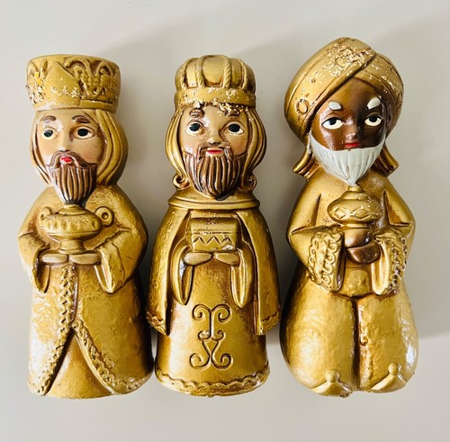 VTG Three Wise Men Figures Hand Painted Gold Christmas Decor STAR Japan 5”H Set - Bild 7 von 7