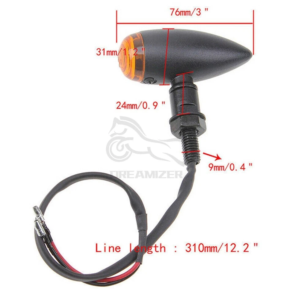 4x Mini Bullet Motorcycle Black Turn Signal Lights Amber Indicator For Harley - Image 2 of 4