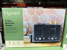 4 Slice Toaster Thin Chrome Trim Band Gray, 7 Browning Settings- Figmint. NEW