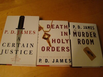 LOT OF 3 P.D. JAMES CRIME NOVELS JUSTICE MURDER HOLY ORDERS HC DJ