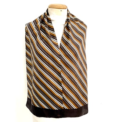 S.OLIVER STRIPES BROWN RECTANGLE Silk scarf  60/13 in  #A97