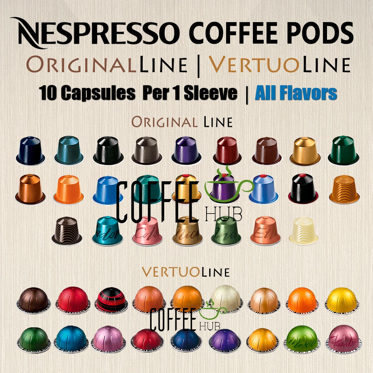 NESPRESSO Flavored Coffee 10 Pods Original Line OR VertuoLine lot (ALL  FLAVORS)