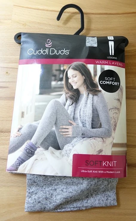 Cuddl Duds Soft Knit Leggings Women's 2X Grey Heather Warm Layers